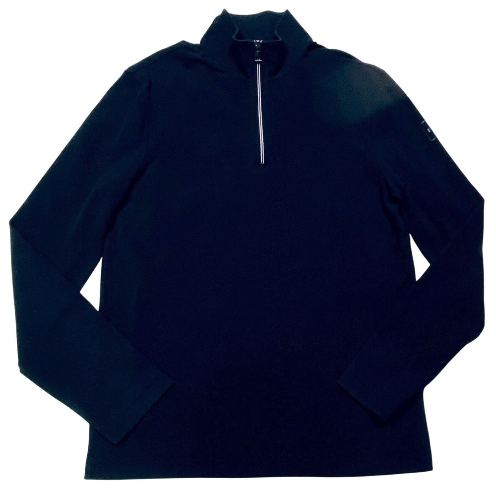 Michael Kors Quarter 1/4 Zip Pullover Black Fleece Sweatshirt Men's‎ Size Small